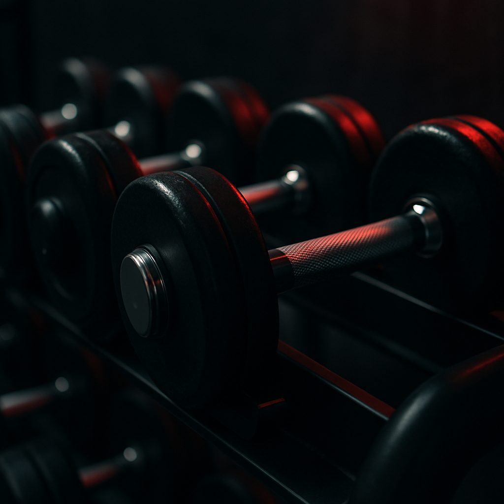 Dumbbell rack in the training floor