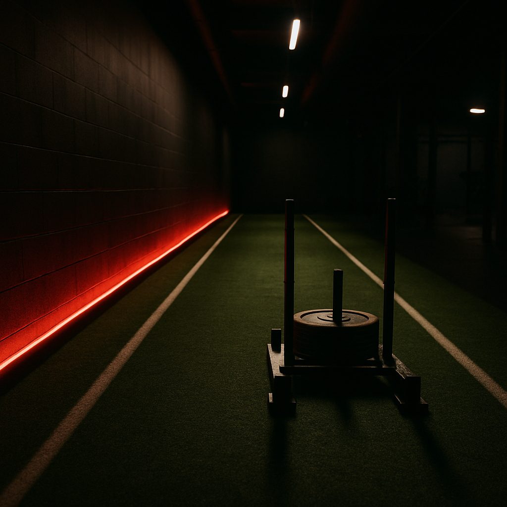 Turf lane with a weighted sled